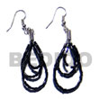 Natural Dangling Looped Black Cut BFJ5468ER Shell Necklace Glass Beads Earrings