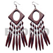 Natural Dangling 35mm Diamond Reddish Brown natural Wood