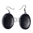 Natural Dangling Oval 38mmx27mm natural Wood In Black