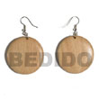 Natural Dangling Round 32mm Natural BFJ5568ER Shell Necklace Wooden Earrings