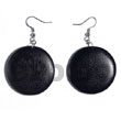 Dangling Round 32mm natural Wood In Black