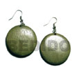 Natural Dangling Round 32mm Natural BFJ5570ER Shell Necklace Wooden Earrings