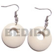 Natural Dangling Round 35mm Carabao BFJ5660ER Shell Necklace Bone Earrings