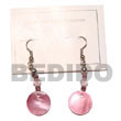 Natural Dangling Round 25mm Pink BFJ585ER Shell Necklace Shell Earrings