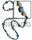 Natural Blue Wood Beads   Coco Square BFJ1866NK Shell Necklace Long Endless Necklace