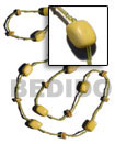 Natural Yellow Wood Beads  Coco BFJ1867NK Shell Necklace Long Endless Necklace