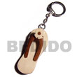 Natural Natural 60mmx25mm Polished Wooden Beach Slipper W/ Flower Accent Keychain W/ Strings Wooden Accessory Shell Products Shell Necklace