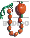 Wooden Imitation Kukui Nut Choker / Orange