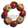 Natural Elastic 8 Pcs. Wooden BFJ5184BR Shell Necklace Wooden Imitation Kukui Nuts