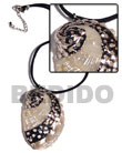 Natural black leather thong with glistening white abalone pendant