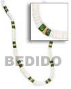 Natural White Shell   Green And BFJ036NK Shell Necklace Shell Necklace