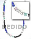 Natural Silver   Light And Dark Blue BFJ063NK Shell Necklace Natural Necklace