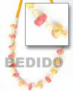 Natural Yellow   Pink Coco Flower BFJ075NK Shell Necklace Natural Necklace