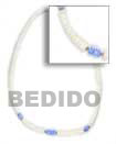 Natural 4-5mm White Shell With Blue BFJ086NK Shell Necklace Shell Necklace