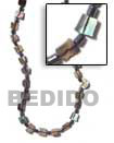 Natural Square Cut Paua Hematite Necklace