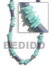 Natural Pastel Blue Wood Tube   Aqua BFJ282NK Shell Necklace Pastel Wood Necklace