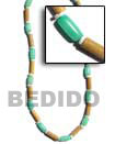 Natural Bamboo Tube   Pastel Green BFJ287NK Shell Necklace Pastel Wood Necklace