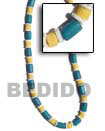 Natural Blue Wood Tube   Pastel BFJ289NK Shell Necklace Pastel Wood Necklace