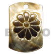 Natural Dog Tag Blacklip W/ Embossed Flower Pendants