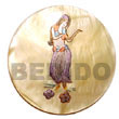 Natural Round 40mm MOP W/ Handpainted Design -