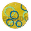 Natural Round Yellow 50mm Capiz Shell BFJ5363P Shell Necklace Hand Painted Pendant