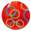 Natural Round Red 50mm Capiz Shell W/ Handpainted