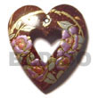 Natural Heart 50mm Coco W/ Handpainted Design/embossed Pendants