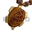 Natural 40mm MOP Turtle Carving W/ Skin Pendants