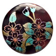 Natural Natural ROUND 40MM BLACKTAB W/ HANDPAINTED DESIGN - FLORAL / EMBOSSED Wooden Accessory Shell Products Shell Necklace