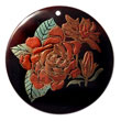 Natural Natural ROUND 40MM BLACKTAB W/ HANDPAINTED DESIGN - FLORAL / EMBOSSED Wooden Accessory Shell Products Shell Necklace