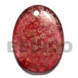 Natural oval 45mm transparent maroon resin w/ handpainted design