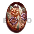 oval 35mmx25mm transparent brown resin w/ handpainted design