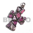 Natural Cross 40mm Glistening Pink BFJ6295P Shell Necklace Shell Pendant