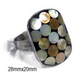 ring adjustable metal rectangular brown lip circles on