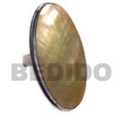 Natural oval adjustable metal ring brownlip shell