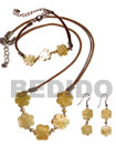 set of wax cord jewelry in MOP flower