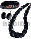 Natural Natural Stained Black Wood Jewelry Set With Top Coat Wooden Accessory Shell Products Shell Necklace