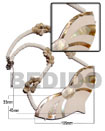 Natural Natural CHOKER / 4-5MM WHITE CLAM W/ BONIUM SHELL ACCENT AND 33MMX45MMX105MM CERAMIC INLAID BROWNLIP/MOP COMBI PENDANT W/ RESIN BACKING /THICKNESS 7MM /  13 IN Wooden Accessory Shell Products Shell Necklace