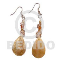 Dangling brownlip 27mmx18mm teardrop