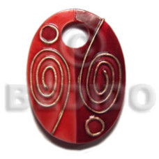 Handpainted and colored oval 40mmx30mm