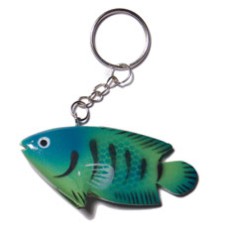 Fish handpainted wood keychain 73mmx35mm