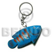 Fish handpainted wood keychain 73mmx35mm
