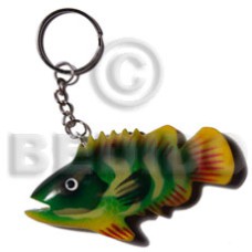Fish handpainted wood keychain 80mmx40mm