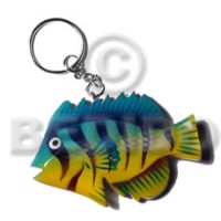 Fish handpainted wood keychain 70mmx40mm