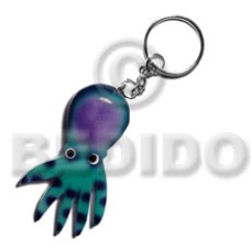 Octopus handpainted wood keychain 85mmx50mm