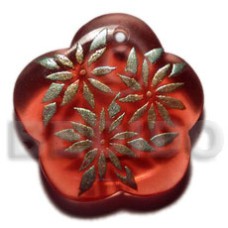Scallop 35mm transparent red resin