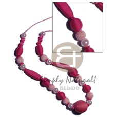 Pink tones wrapped wood beads
