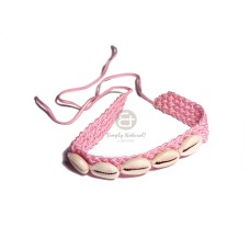 Pink wax cord choker macrame