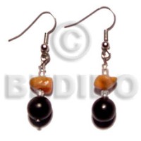 Dangling black buri beads red corals