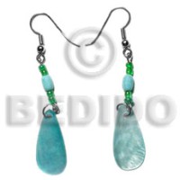 Dangling 25mmx10mm lilac aqua blue